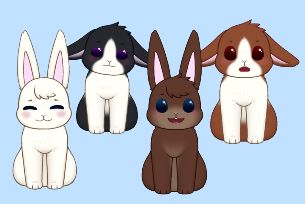 2D rabbit Vtuber model Pack 1 - Fully rigged