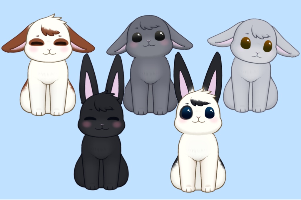 2D rabbit Vtuber model Pack 2 - Fully rigged