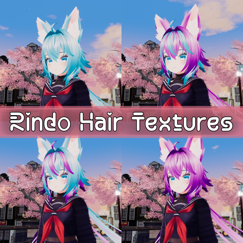Rindo 竜胆 Hair Purple Turquoise Textures