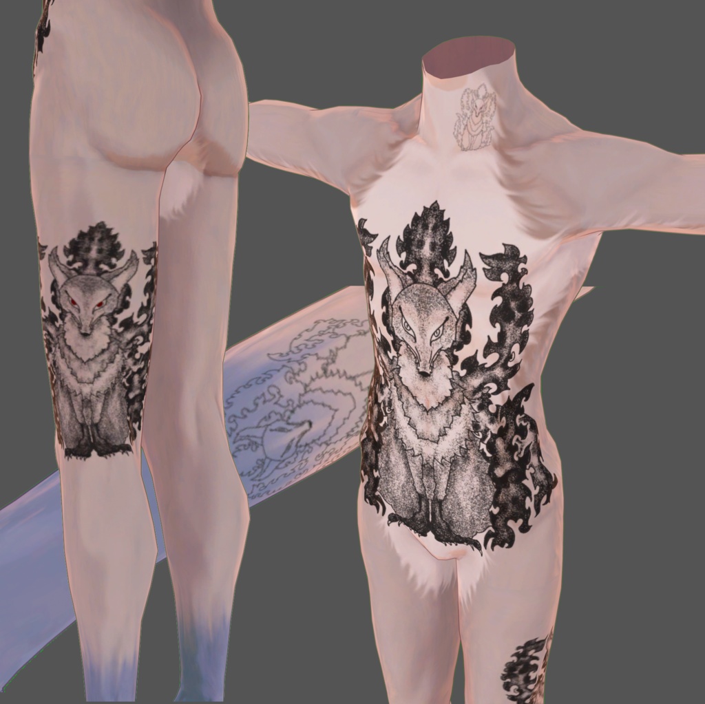 Velno向け和彫り風タトゥーテクスチャ素材