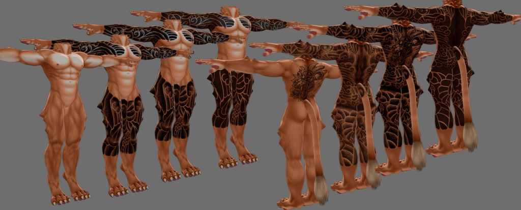 Shiki向け和彫り風タトゥーテクスチャ素材