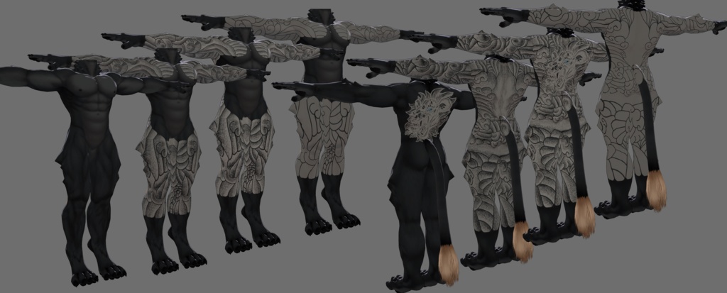 Shiki向け和彫り風タトゥーテクスチャ素材