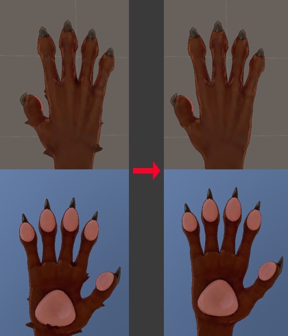 Velnoの手のモフモフを無くす追加シェイプキー