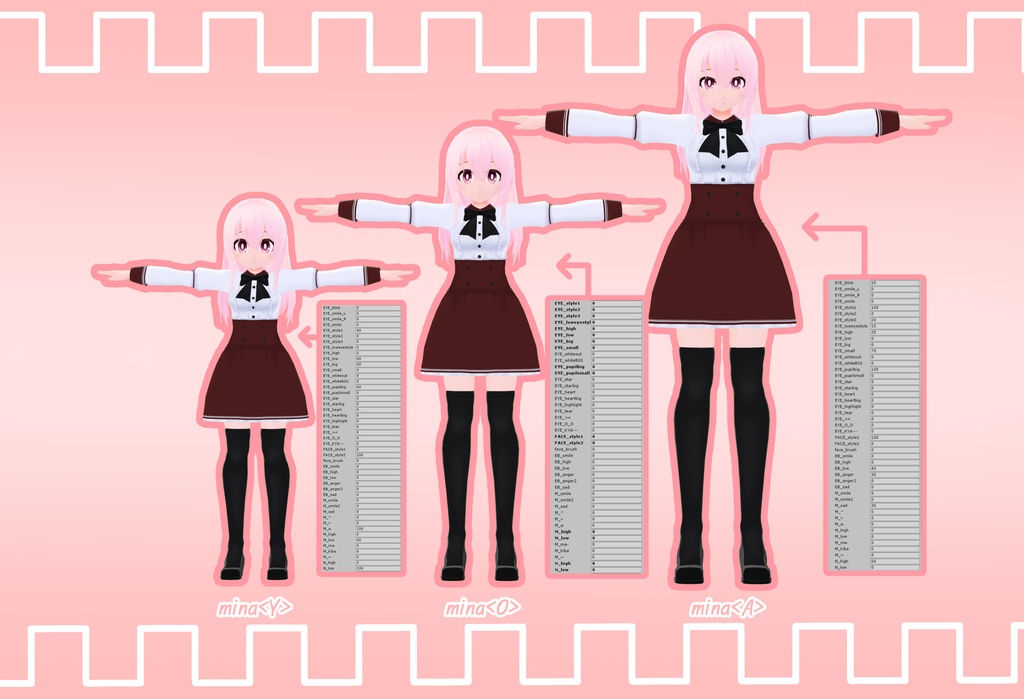 VRchatオリジナル3Dモデル"ミナ"