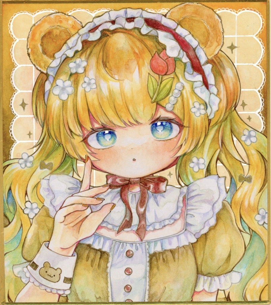 【水彩】森のくまちゃん🧸🌷