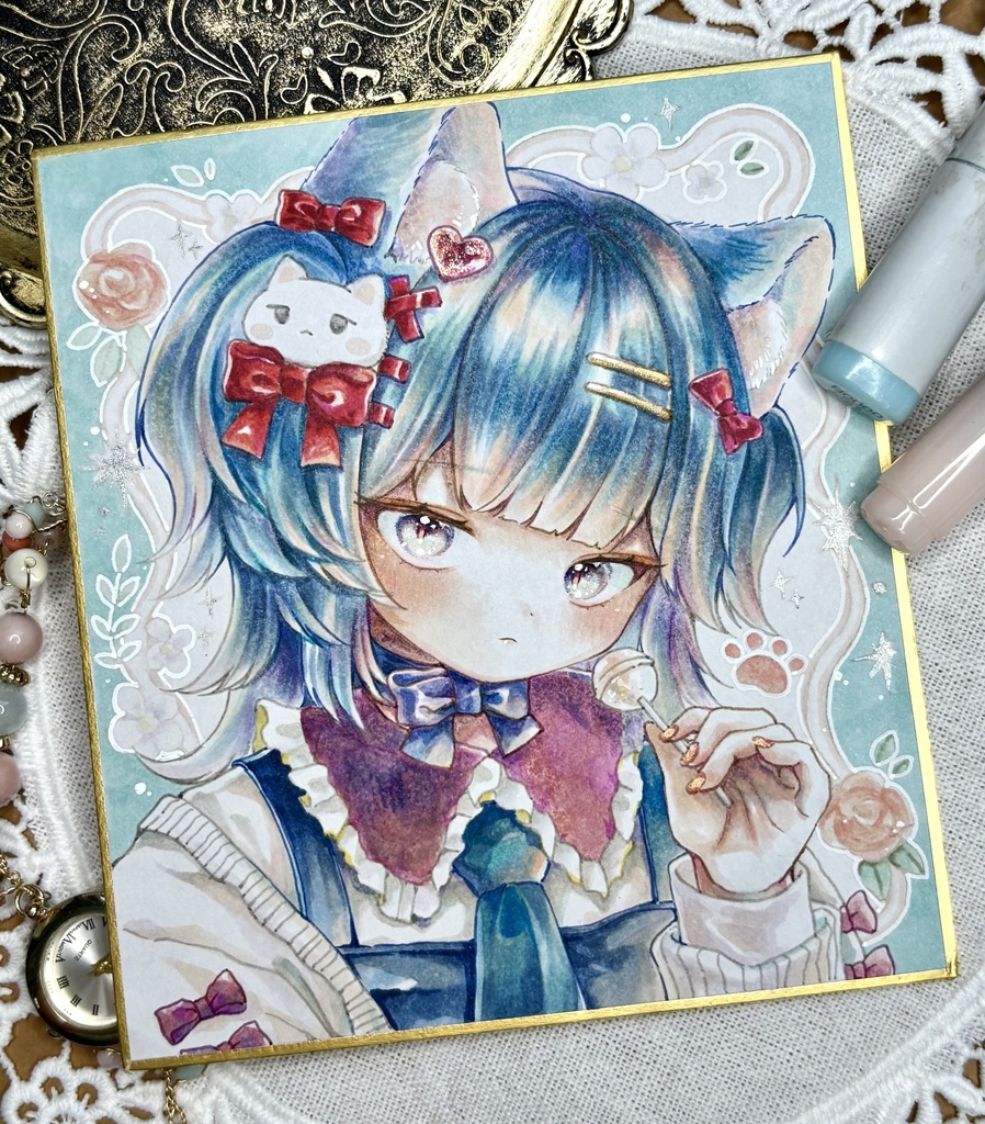 【アルコールインク】ロリポップキャット🐾