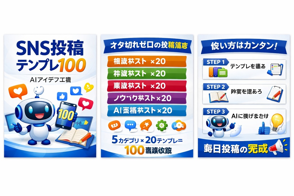 SNS投稿テンプレ100（PDF）｜AIアイデア工房式