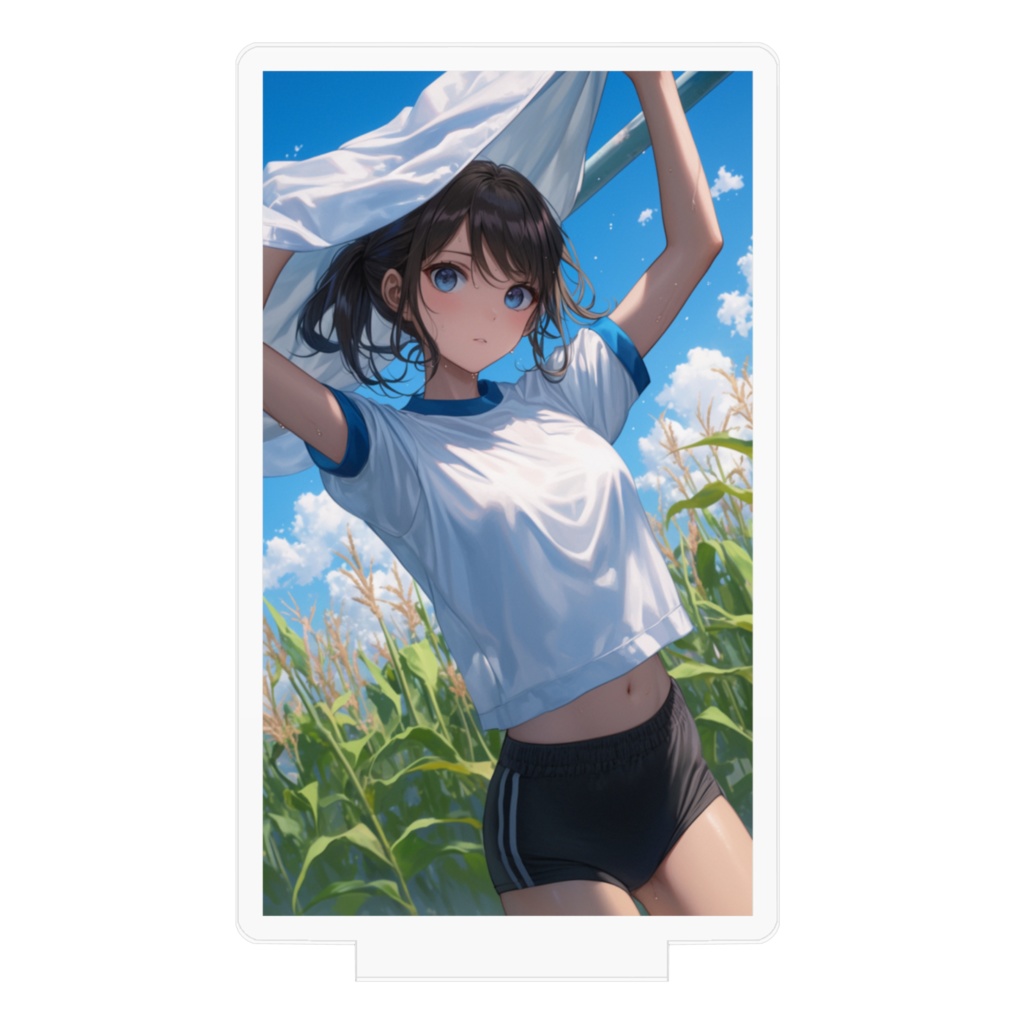 トウモロコシ畑と女子中学生