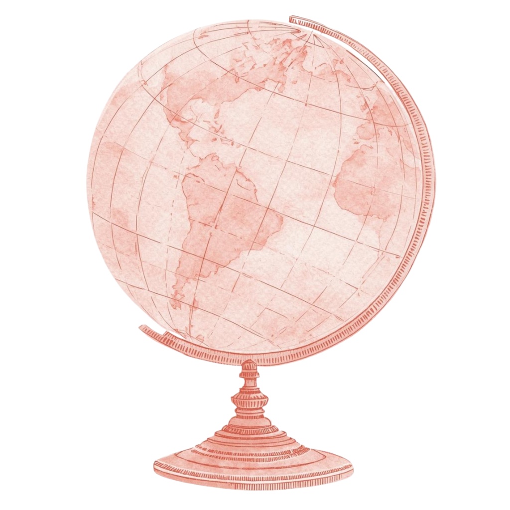 【ピンク旅行シリーズ】水彩アンティーク風クリップアート10点セット|PNG背景透過