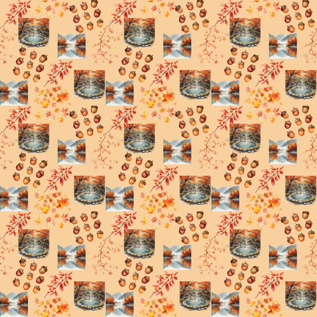 紅葉系水彩画のデジタルペーパー