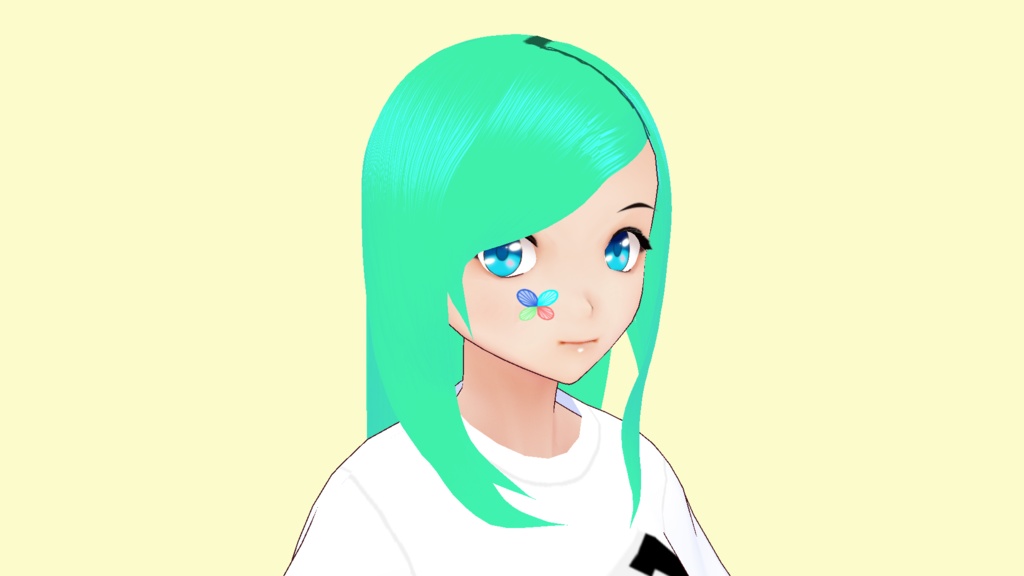 【VRoidStudioヘアプリセット】セミロングミント色(無料包含)