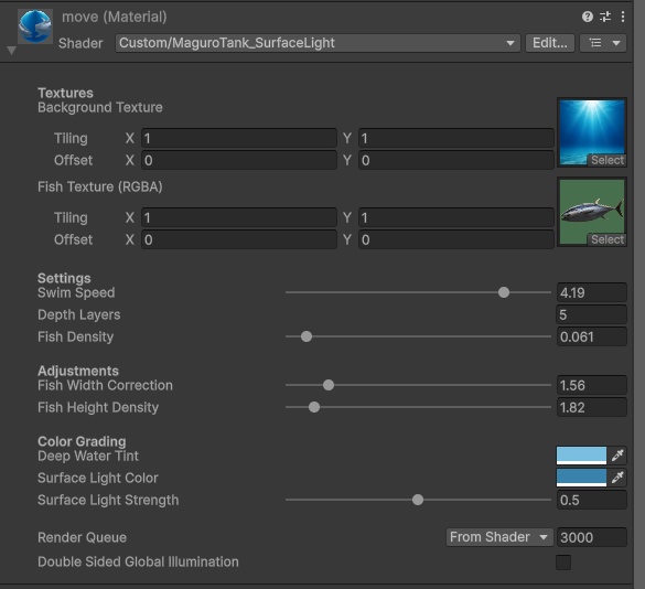 マグロの水槽風シェーダー(Unity)