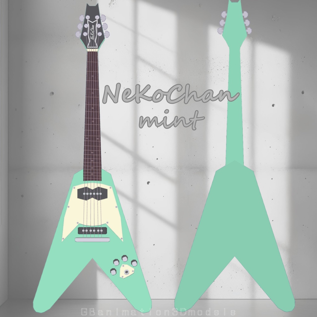 【Electric Guitar 3D model】V Guitar NeKoChan【fbx有り】【VRChat想定】