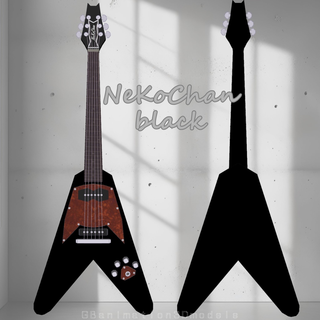 【Electric Guitar 3D model】V Guitar NeKoChan【fbx有り】【VRChat想定】