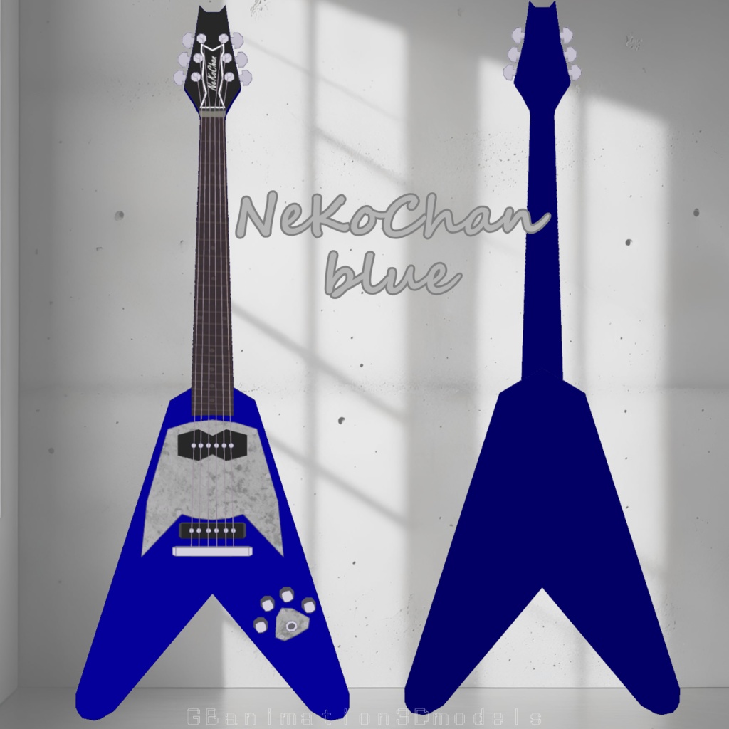 【Electric Guitar 3D model】V Guitar NeKoChan【fbx有り】【VRChat想定】