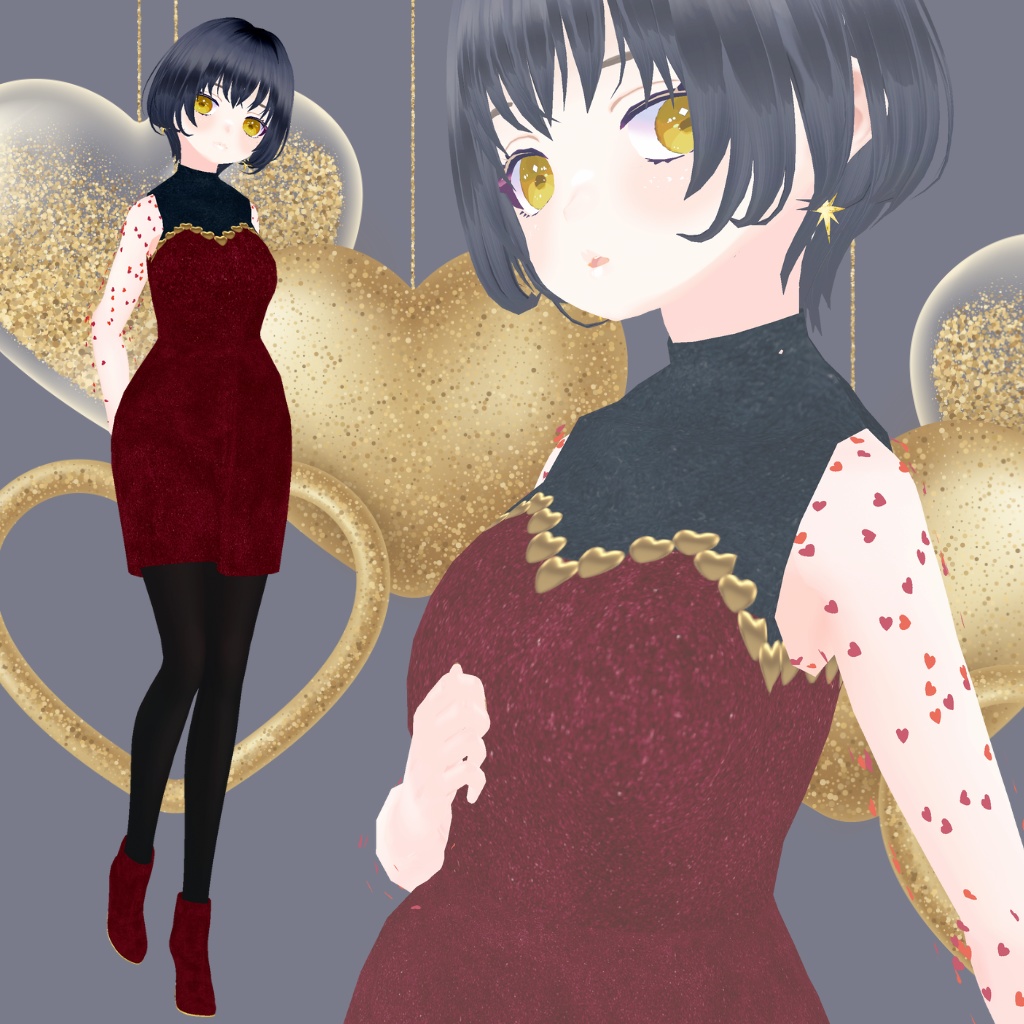 ハートワンピ&シューズ　VRoid