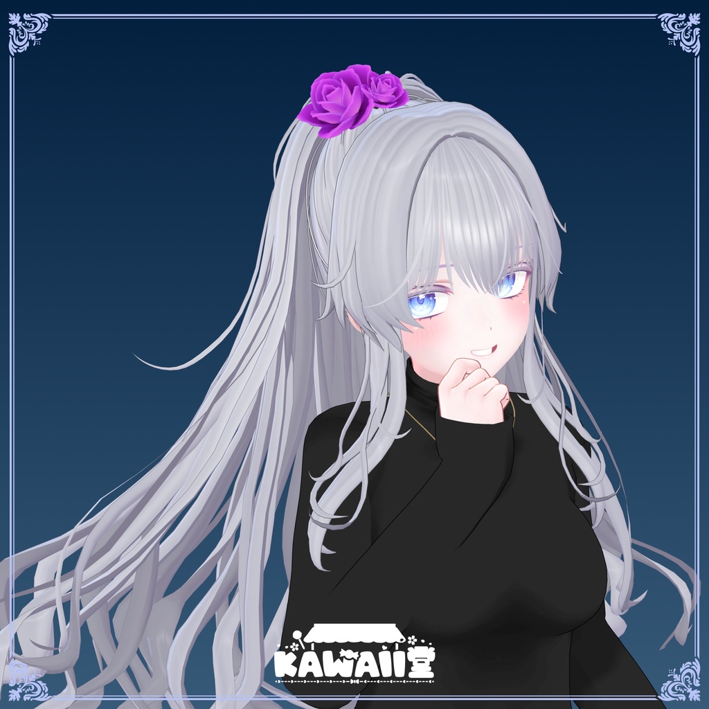 一輪薔薇の髪飾り パーティクル付き