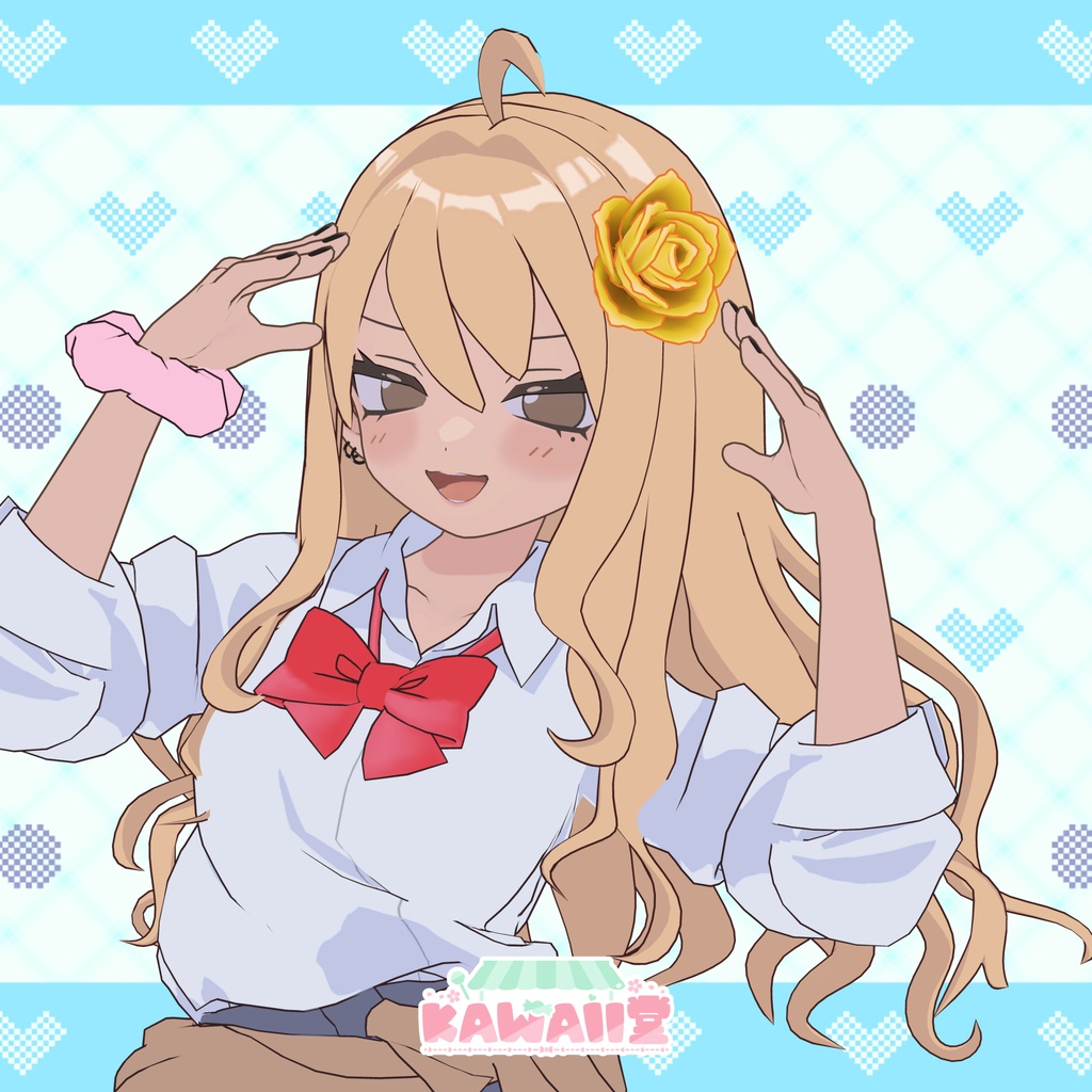 一輪薔薇の髪飾り パーティクル付き