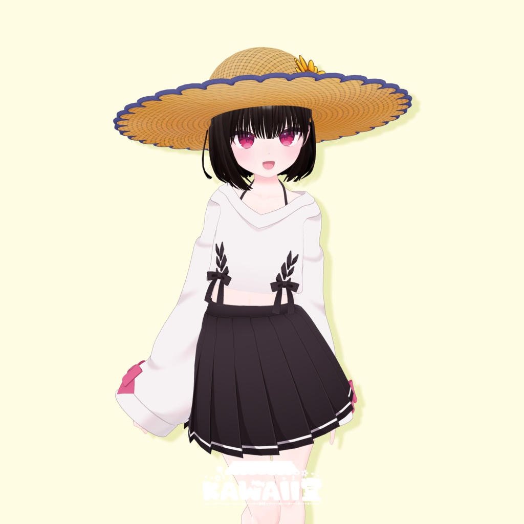 ふわふわ大きな麦わら帽子