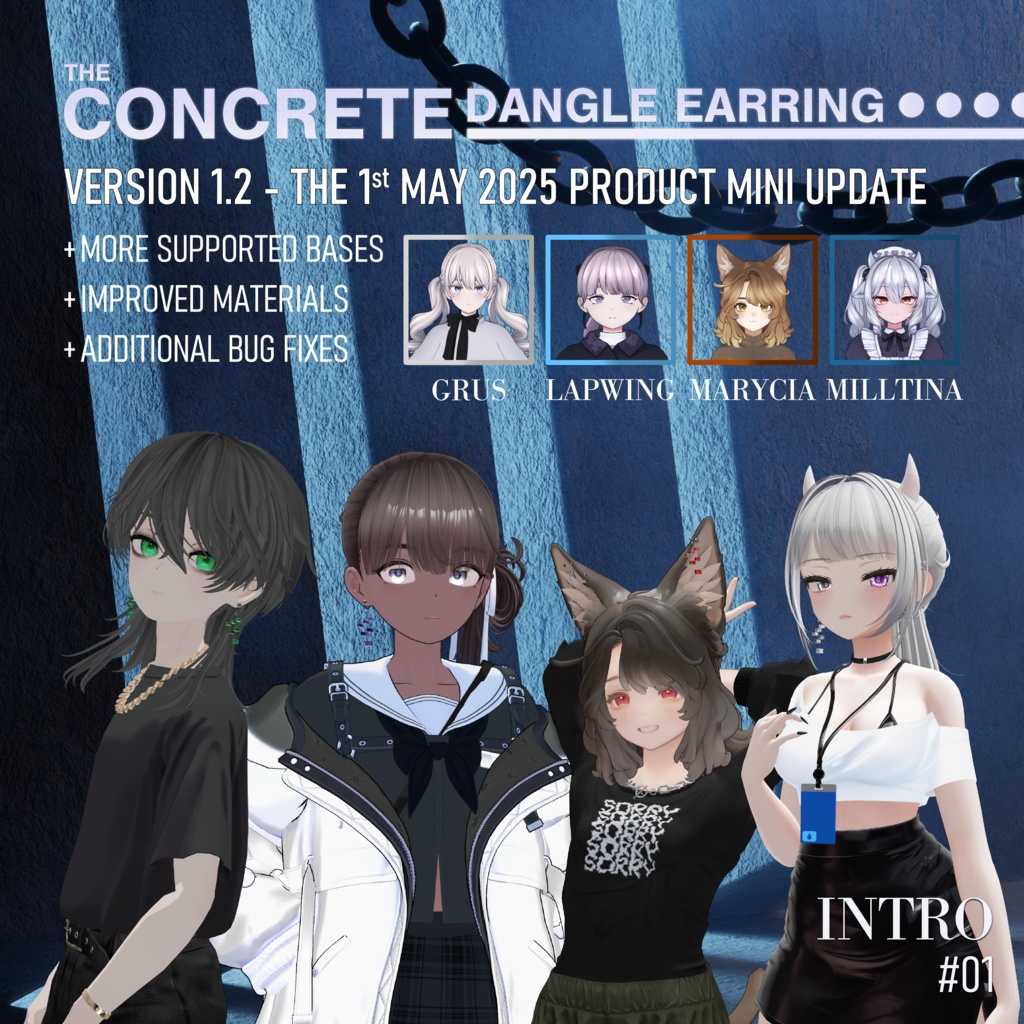 💎 The Concrete Dangle Earring 【FREE / GRATIS / 無料配布 / 무료 배포】