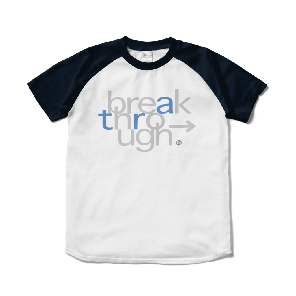 ラグランTシャツ（ロゴタイプ青）【break_through→】