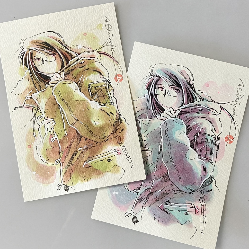 ［自宅発送］ドローイング原画｜N3B（オリーブ・ブルー）