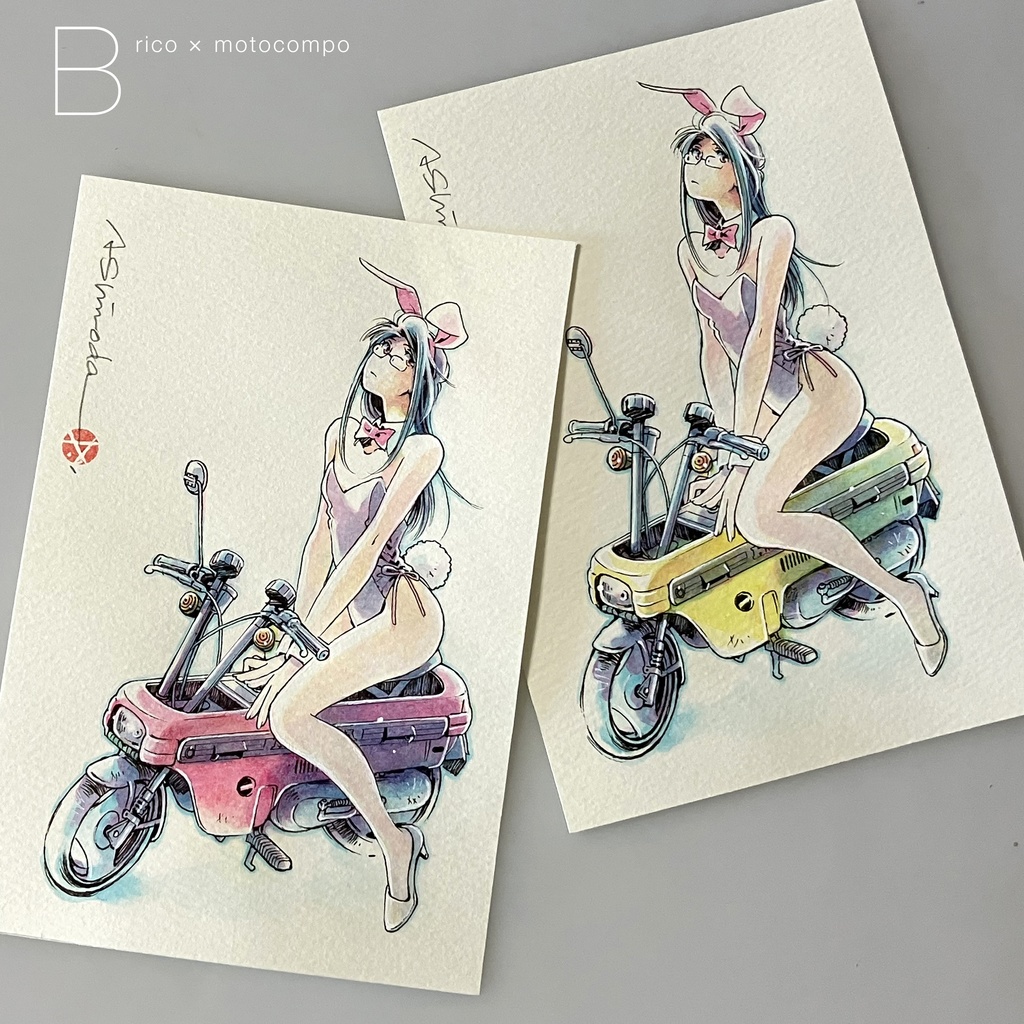 ［自宅発送］ドローイング原画｜理子コンポ 【B】（赤・黄）