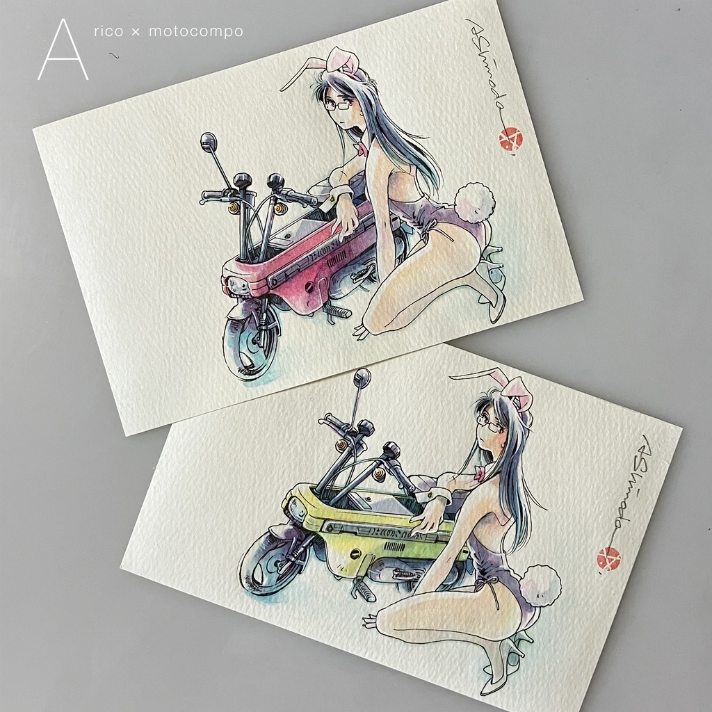 ［自宅発送］ドローイング原画｜理子コンポ【A】（赤・黄）