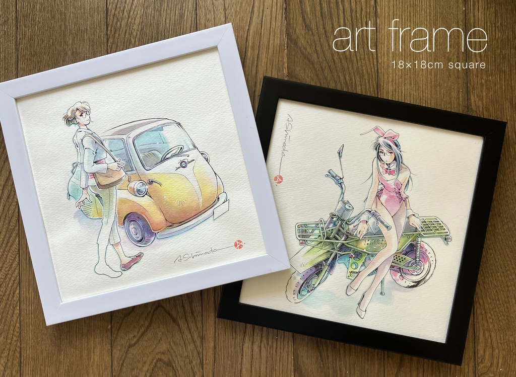［自宅発送］ドローイング原画｜18cm角額絵（モトラ・イセッタ）