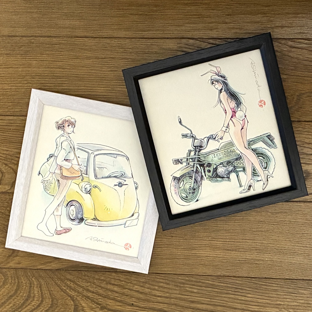 ［自宅発送］ドローイング原画｜ミニ色紙サイズ額付き（白・黒）