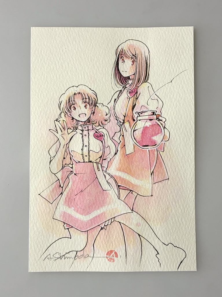 ［自宅発送］ドローイング原画｜旭広告総務部・ゆか＆美樹（アンミラ）