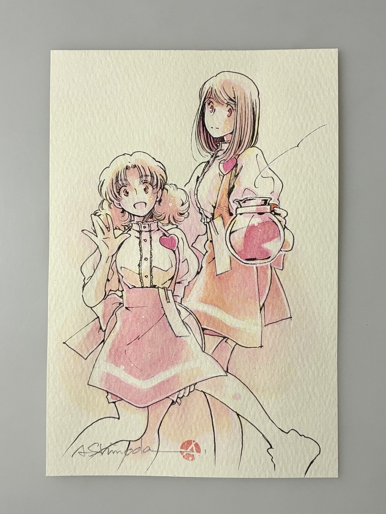 ［自宅発送］ドローイング原画｜旭広告総務部・ゆか＆美樹（アンミラ）