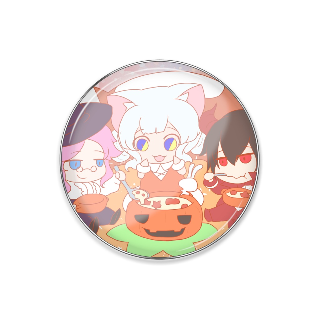 やとがみトリオのハロウィン　ピンバッジ