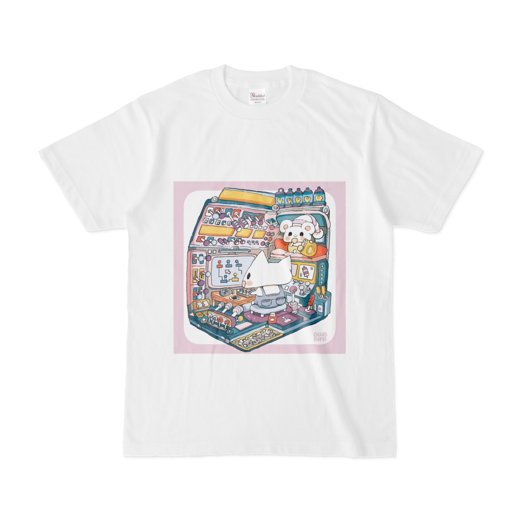 【ゆるかわ白Tシャツ】レバースイッチエンジニア　ねこ＆ねずみちゃん