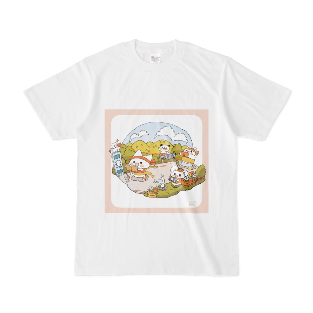 【ゆるかわ白Tシャツ】　読書マラソン一等賞　ねこ＆ねずみちゃん