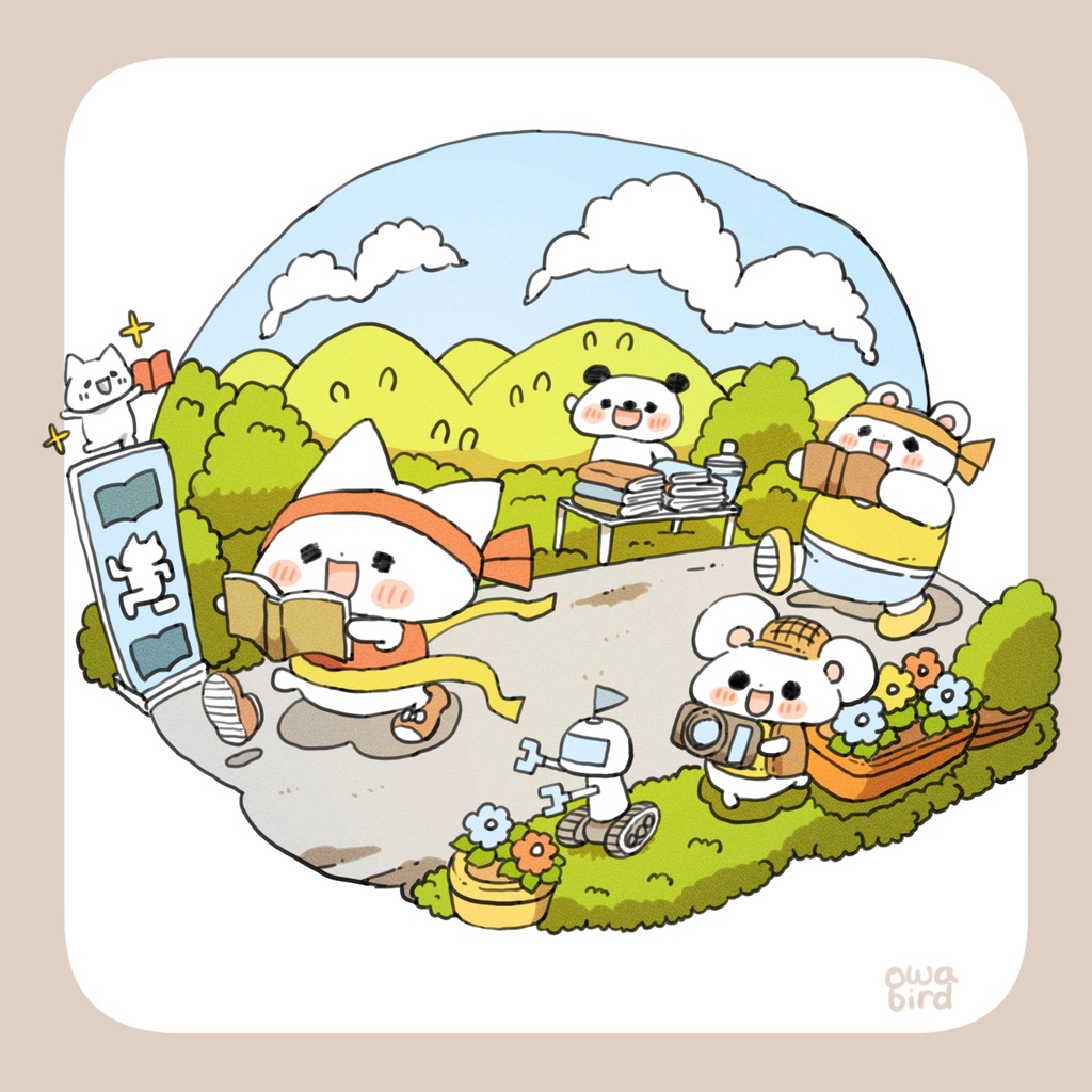 【ゆるかわ白Tシャツ】 読書マラソン一等賞 ねこ&ねずみちゃん