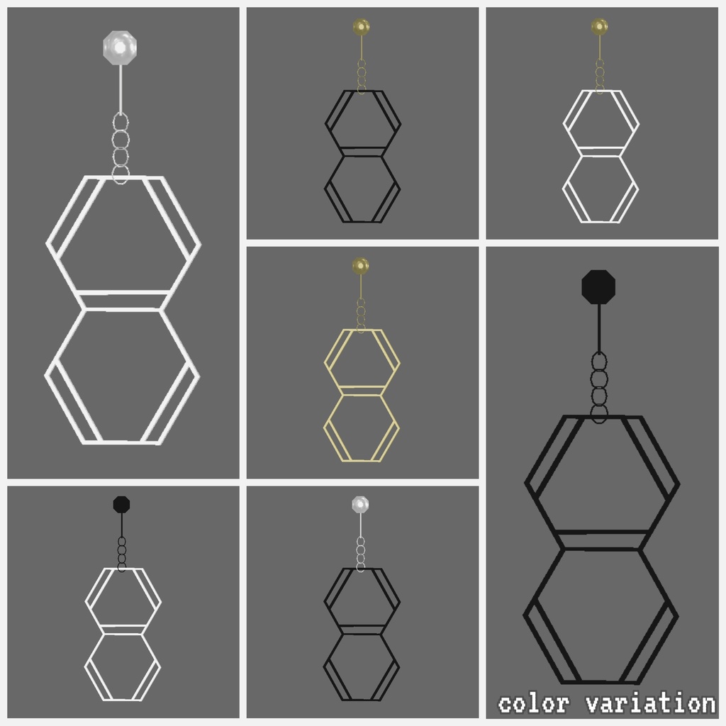 【PB対応】化学式イヤリング2点セット【3Dモデル】