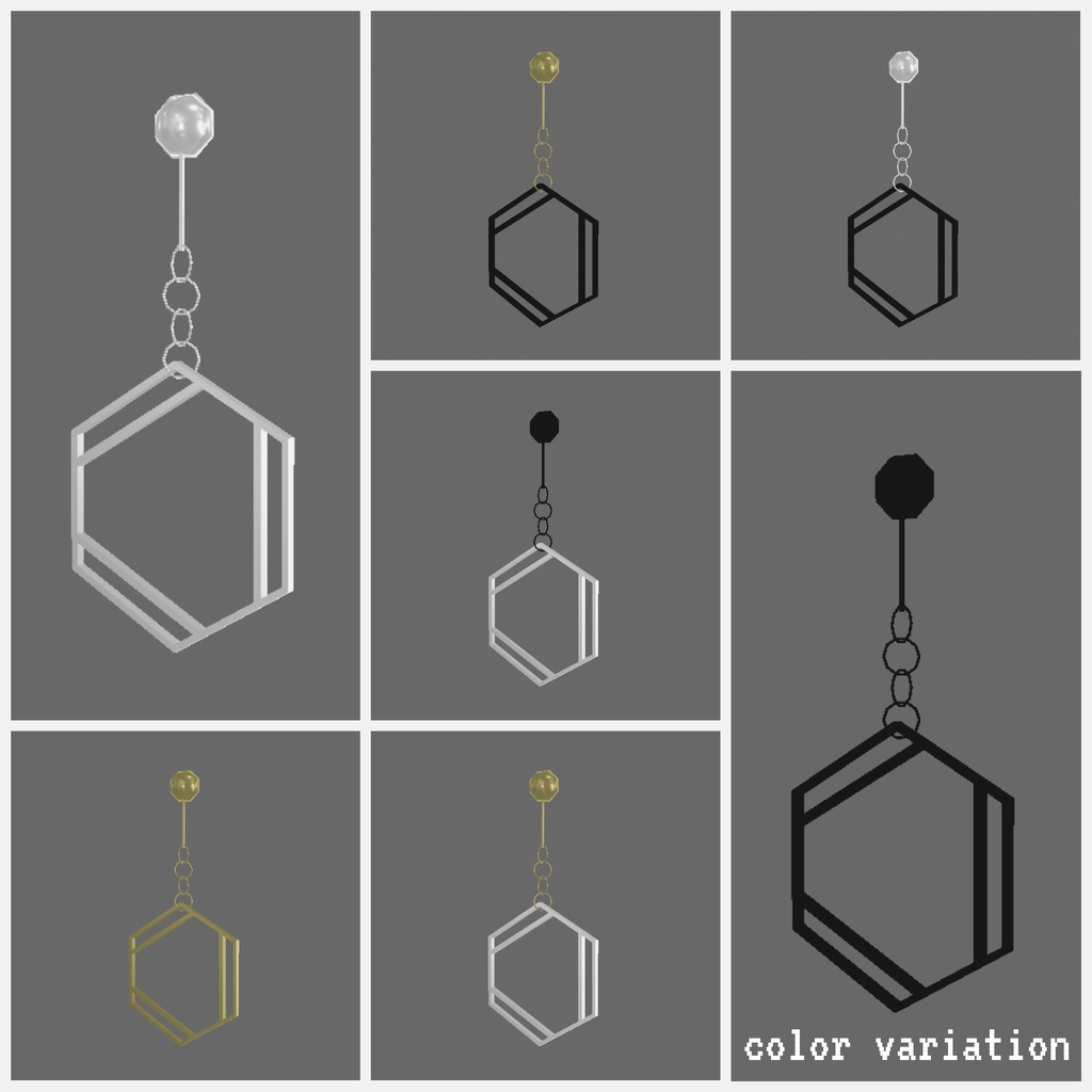 【PB対応】化学式イヤリング2点セット【3Dモデル】