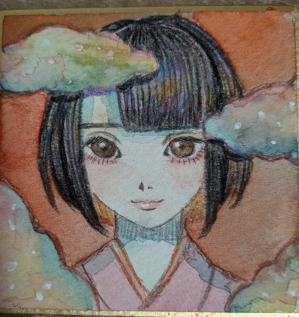 豆色紙　女の子