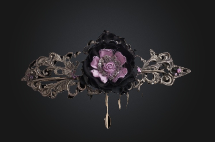 【オリジナル3Dモデル】金属製黒薔薇アクセサリー