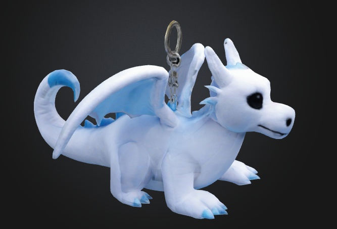【オリジナル3Dモデル】ダークアイズホワイトドラゴン-ストラップ
