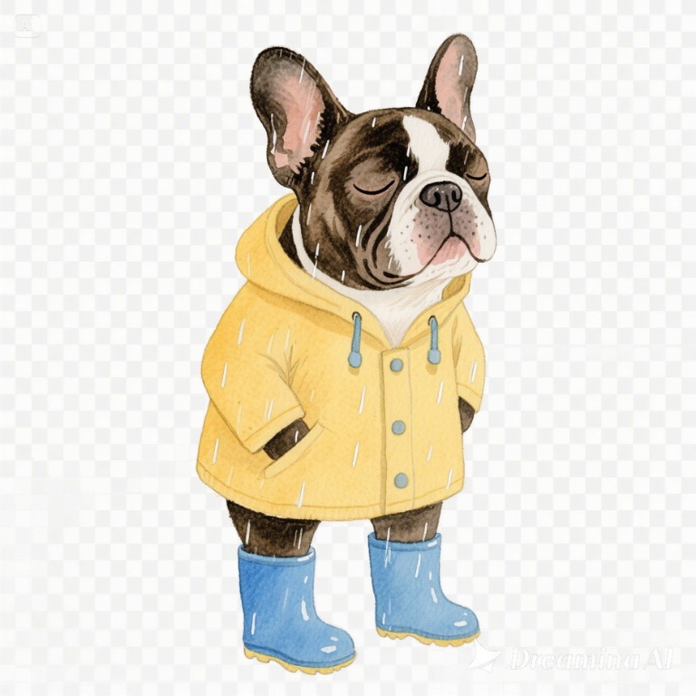 ゆるかわフレブル君 素材5点セット 梅雨ver.