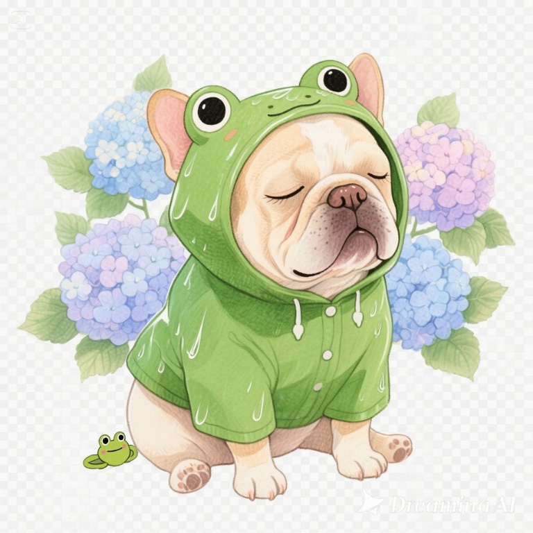 ゆるかわフレブル君 素材5点セット 梅雨ver.