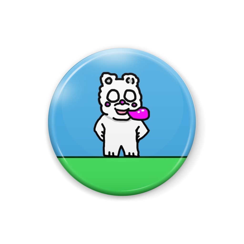 白フマの缶バッチ