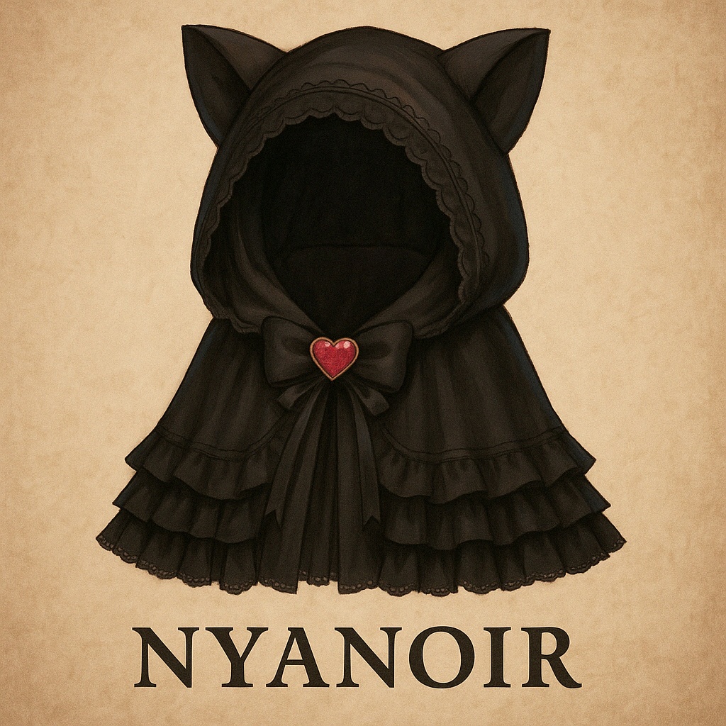 🖤 《Nyanoir - ニャノワール》｜黒猫耳×レースフリル×ファンタジー装飾マント（VRChat想定/liltoon）