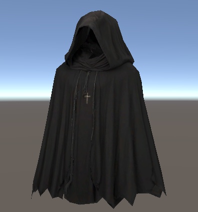 【VRChat想定3Dアクセサリー】Silent Executioner Cape|血塗られた処刑人の黒フードマント(lilToon対応)
