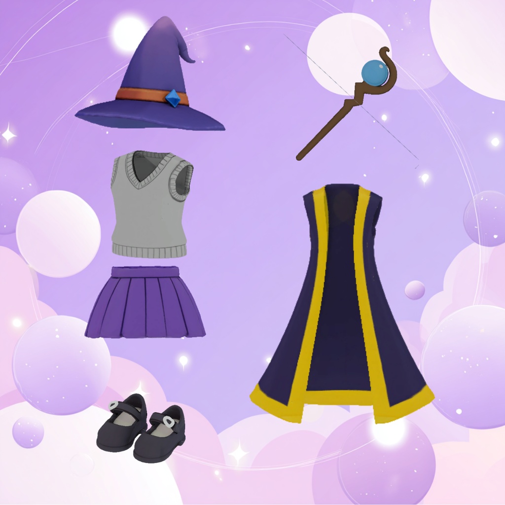 【VRChat/MA対応】 魔法少女風パープルコーデセット | キプフェル