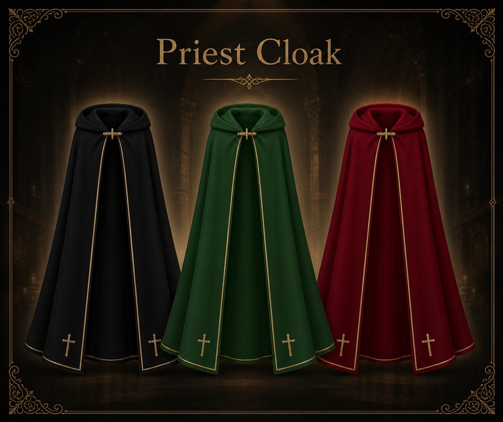 【複数アバター対応/3色展開】Priest Cloak|司祭のマント