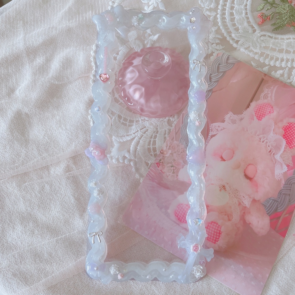 ✧*。フェミニンな縦長硬質ケース✧*。 ホイップデコ ブックマーカー チケット保管
