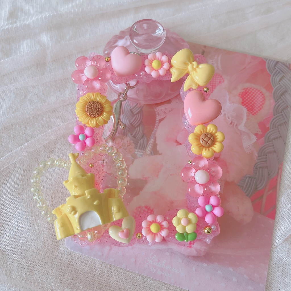 ✧*。プリンセスシリーズ✧*。 トレカケースキーホルダー ピンク×イエロー
